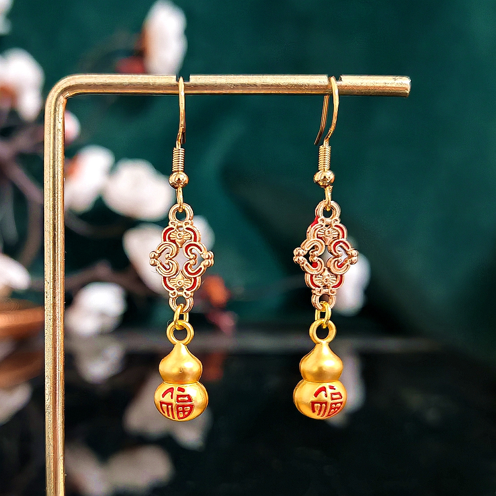 多吉米 合金耳饰 赤金祥葫耳环耳饰新中式复古配汉服旗袍马面裙