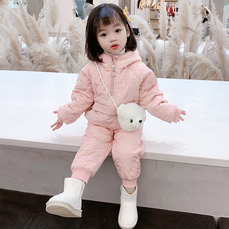 女童冬装棉衣套装2025新款女宝宝夹棉加厚儿童秋冬季小童保暖棉服