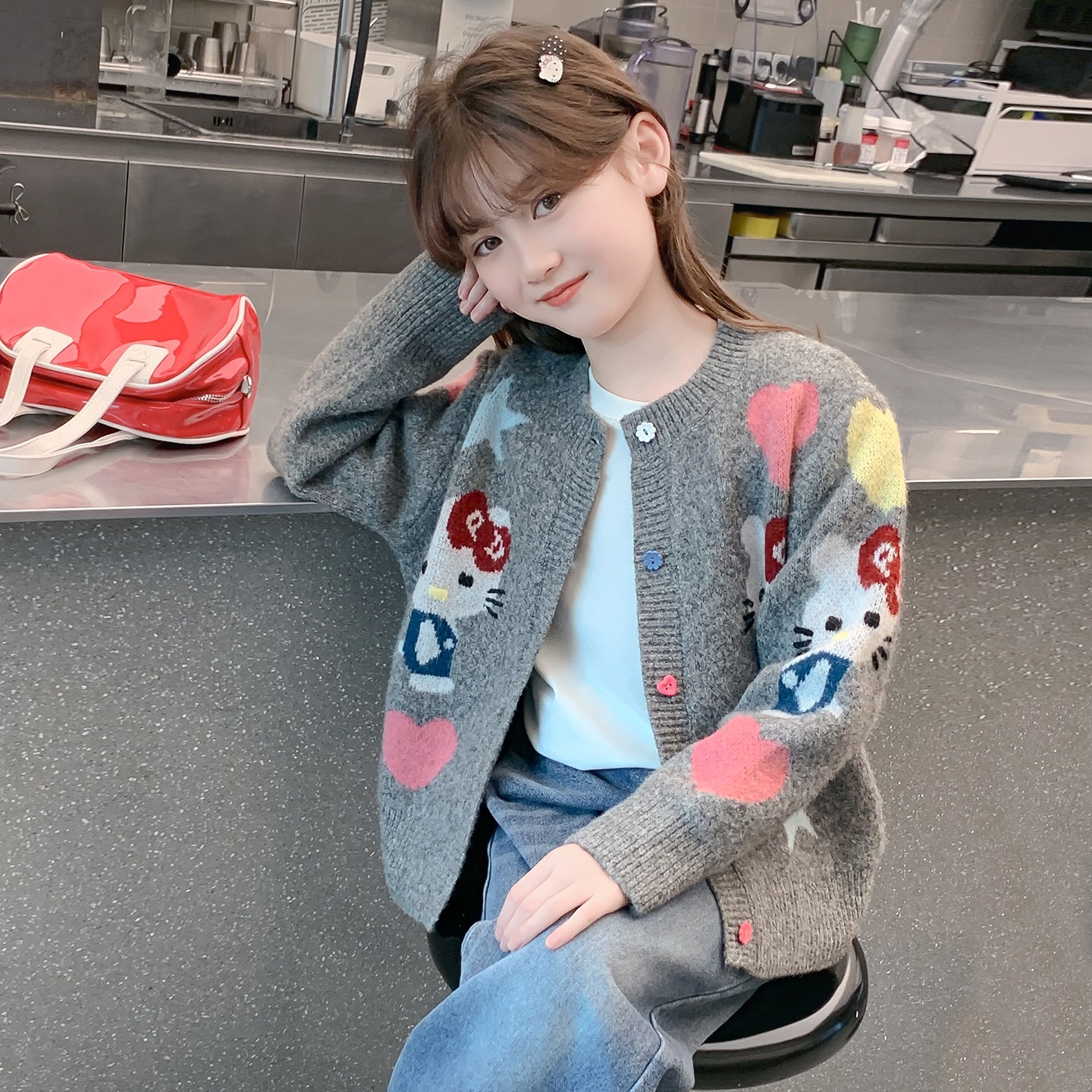 女童外套春秋款2025新款儿童洋气时髦毛衣开衫女孩秋装网红上衣潮