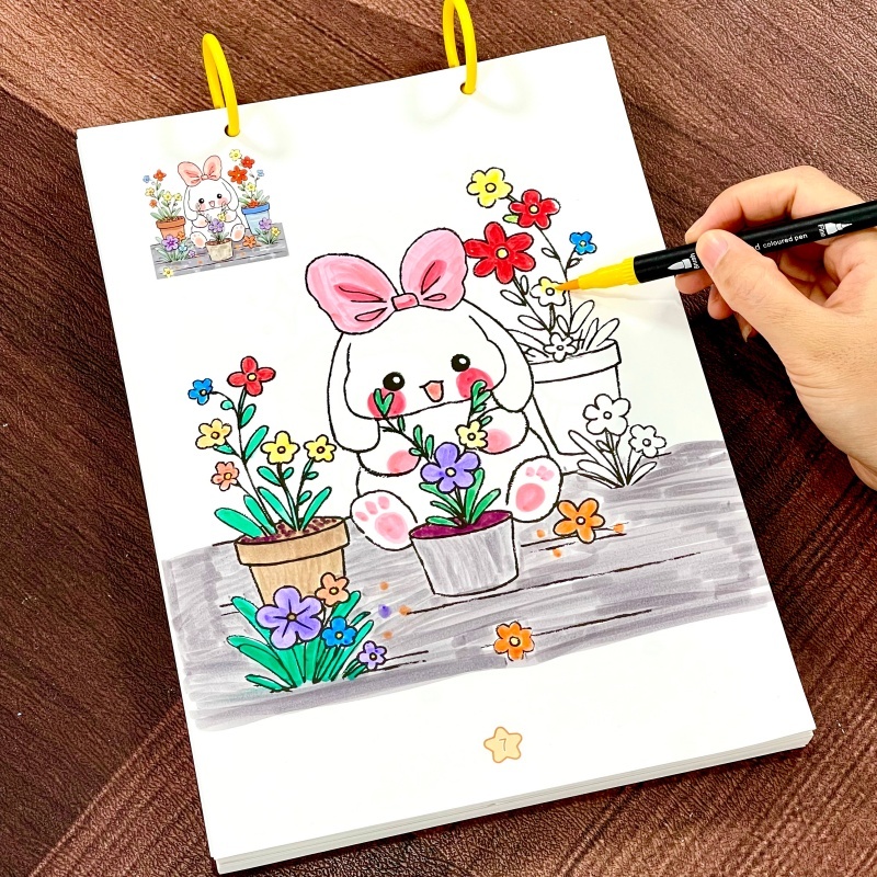 儿童填色本涂色画画本马克笔涂鸦5-6-8岁手绘插画临摹漫画绘画本4