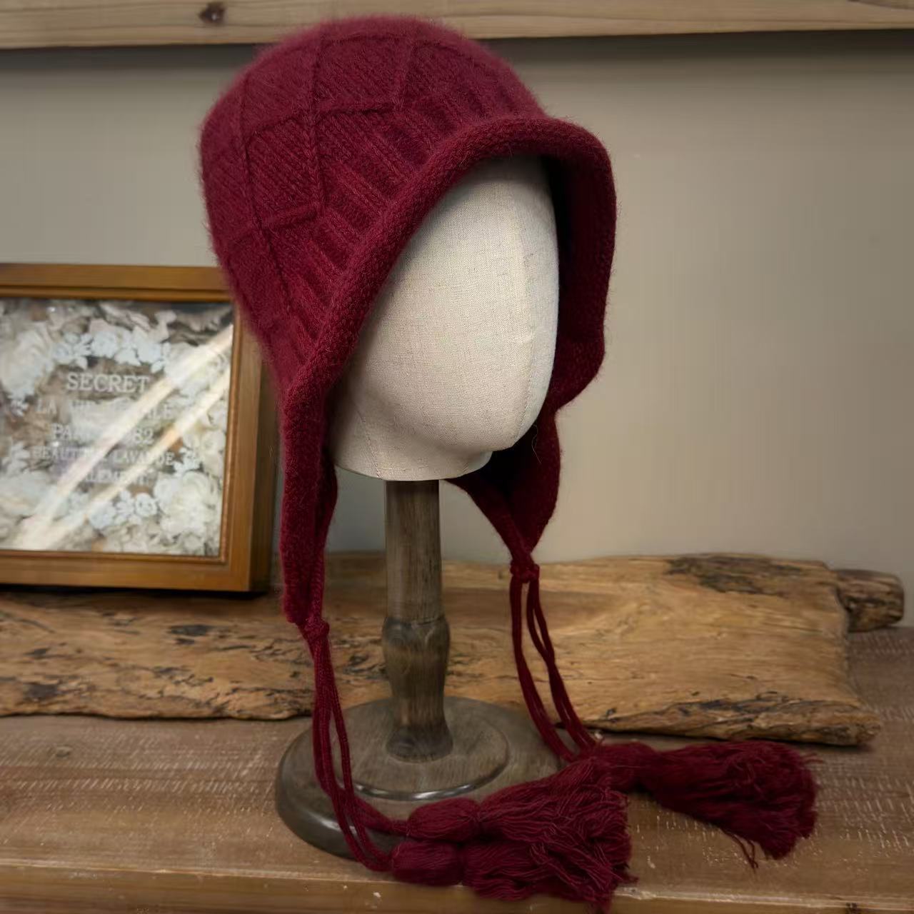 零点兰花秋冬韩版兔毛萝莉帽帽子套头帽甜美百搭流苏针织帽风月帽