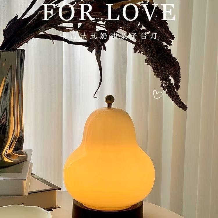 BAIWANJI/百婉集法式奶油梨子台灯充电便携高级感氛围装饰小夜灯