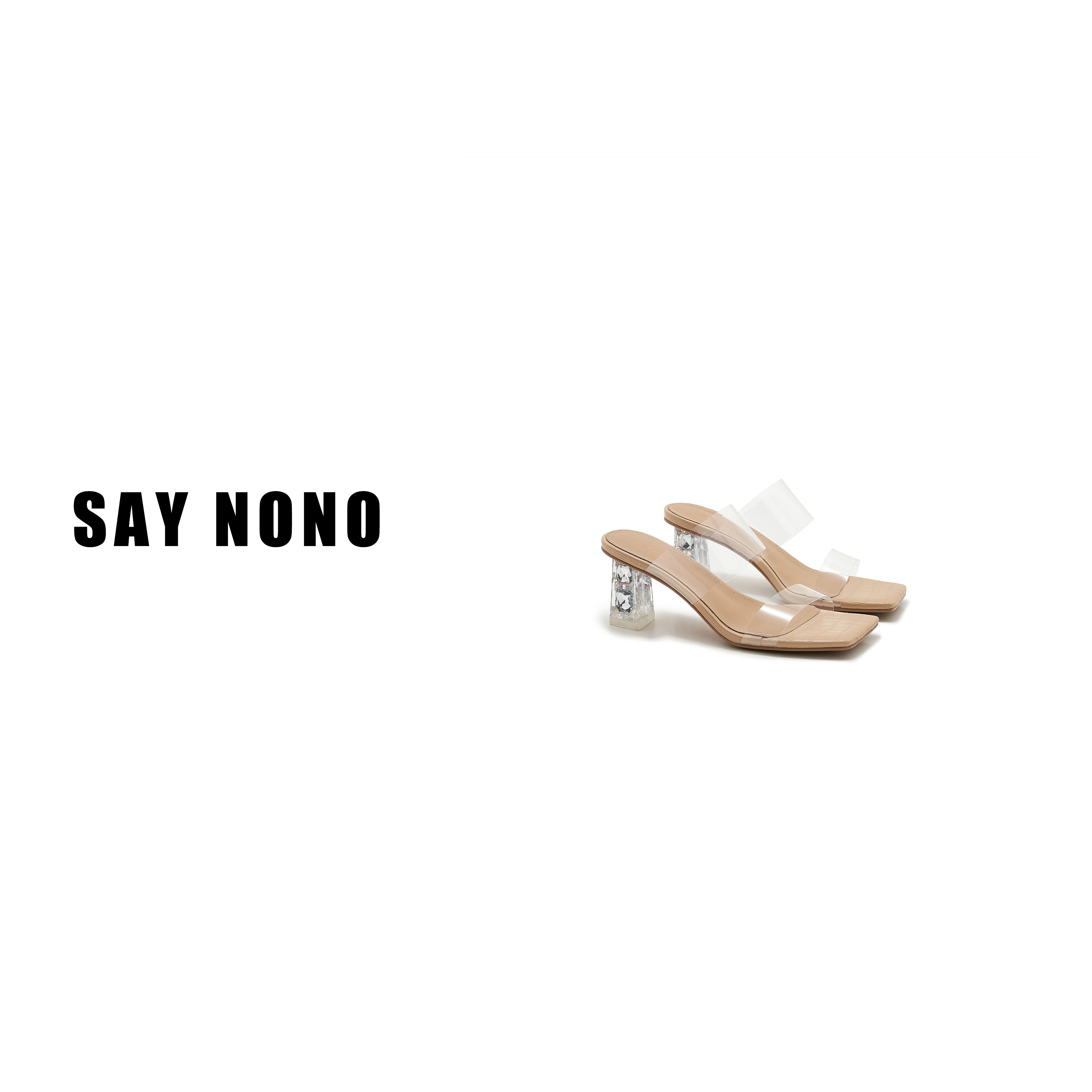 Say  nono  透明跟一字带舒适凉鞋