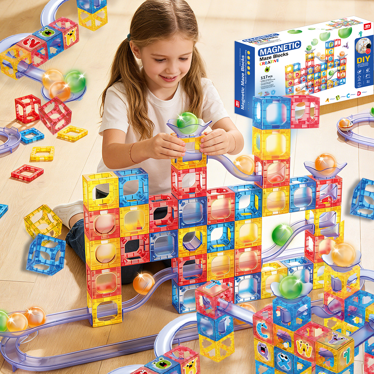 小珑玛航天主题新款儿童磁力片强力磁吸83块益智玩具生日礼物