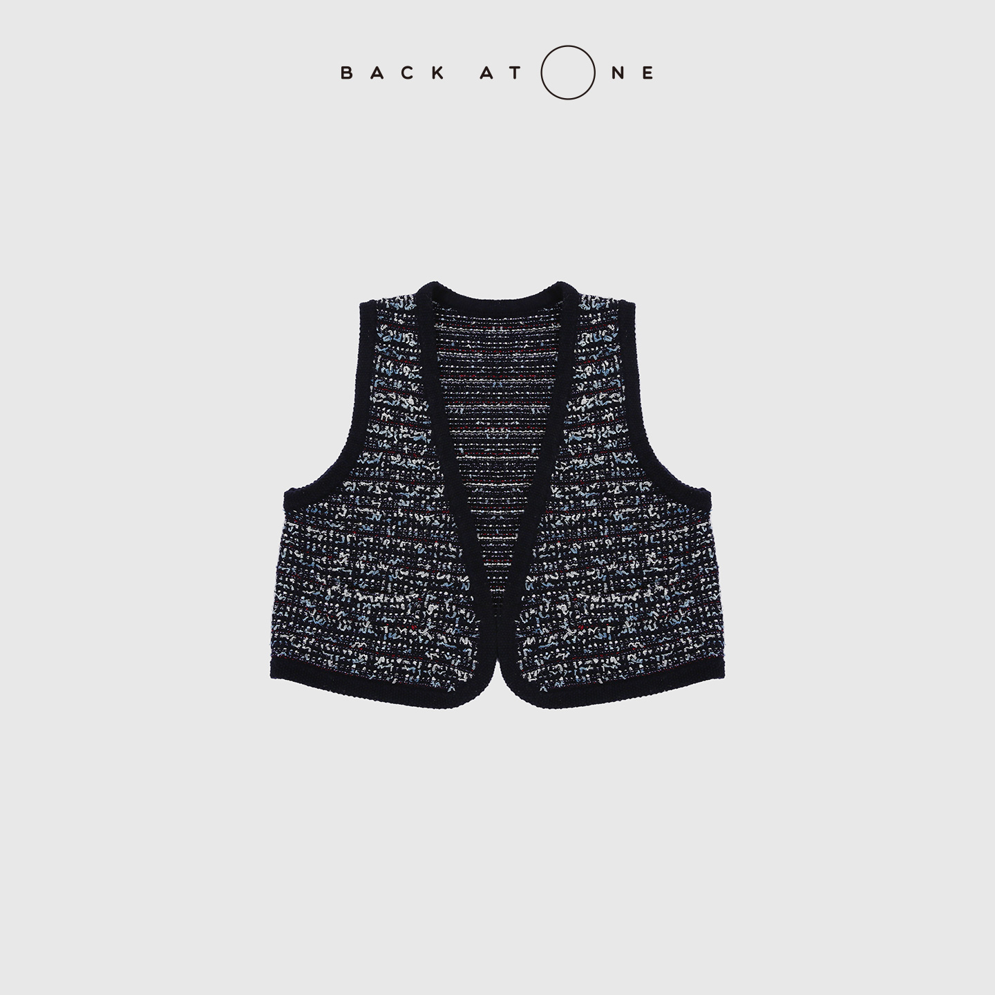 BACKATONE“午夜星空”深海色系重工小香针织马甲 BFF-1AE054H-K