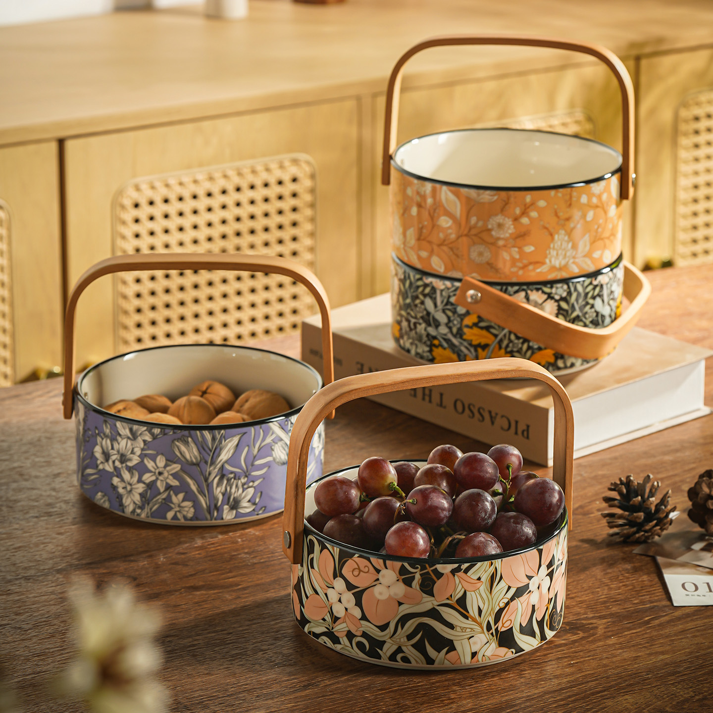 法式复古里斯果盘轻奢法式水果盘客厅家用陶瓷下午茶点心盘糖果盒