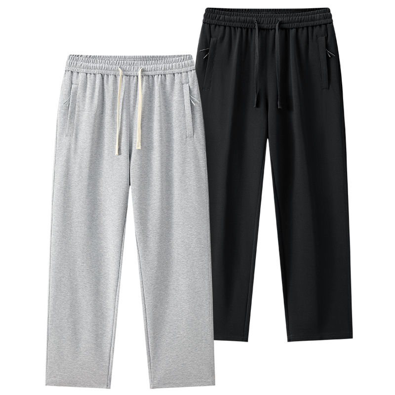 裤子男春秋款灰色运动裤男款直筒宽松休闲裤男透气针织卫裤男长裤