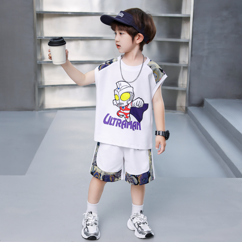 奥特曼衣服男童夏装套装2025新款儿童夏季背心两件套宝宝运动衣服