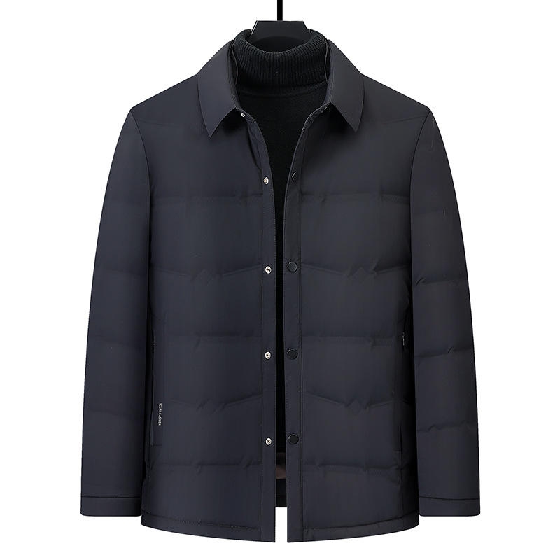 大气商务保暖冬季男士加肥加大码短款翻领商务休闲羽绒服羽
