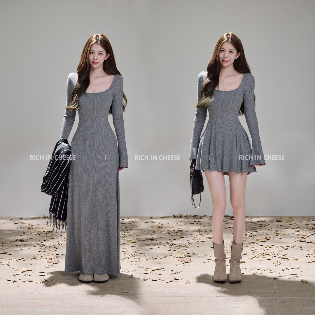 舒胡蕾 茶香可颂【系列合集】 秋冬长袖高弹针织显瘦百搭收腰连衣裙