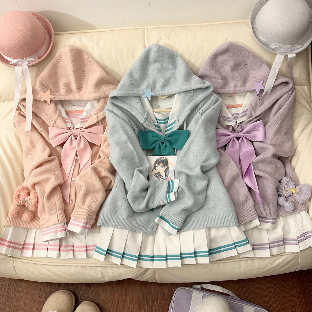 北幽原创jk甜美少女基础款水手服套装日系学院风帽衫水手服套装