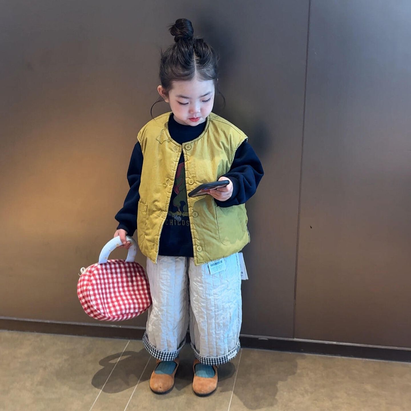 女童棉服秋冬季2025新款儿童韩系休闲宽松百搭圆领两面穿马甲外套