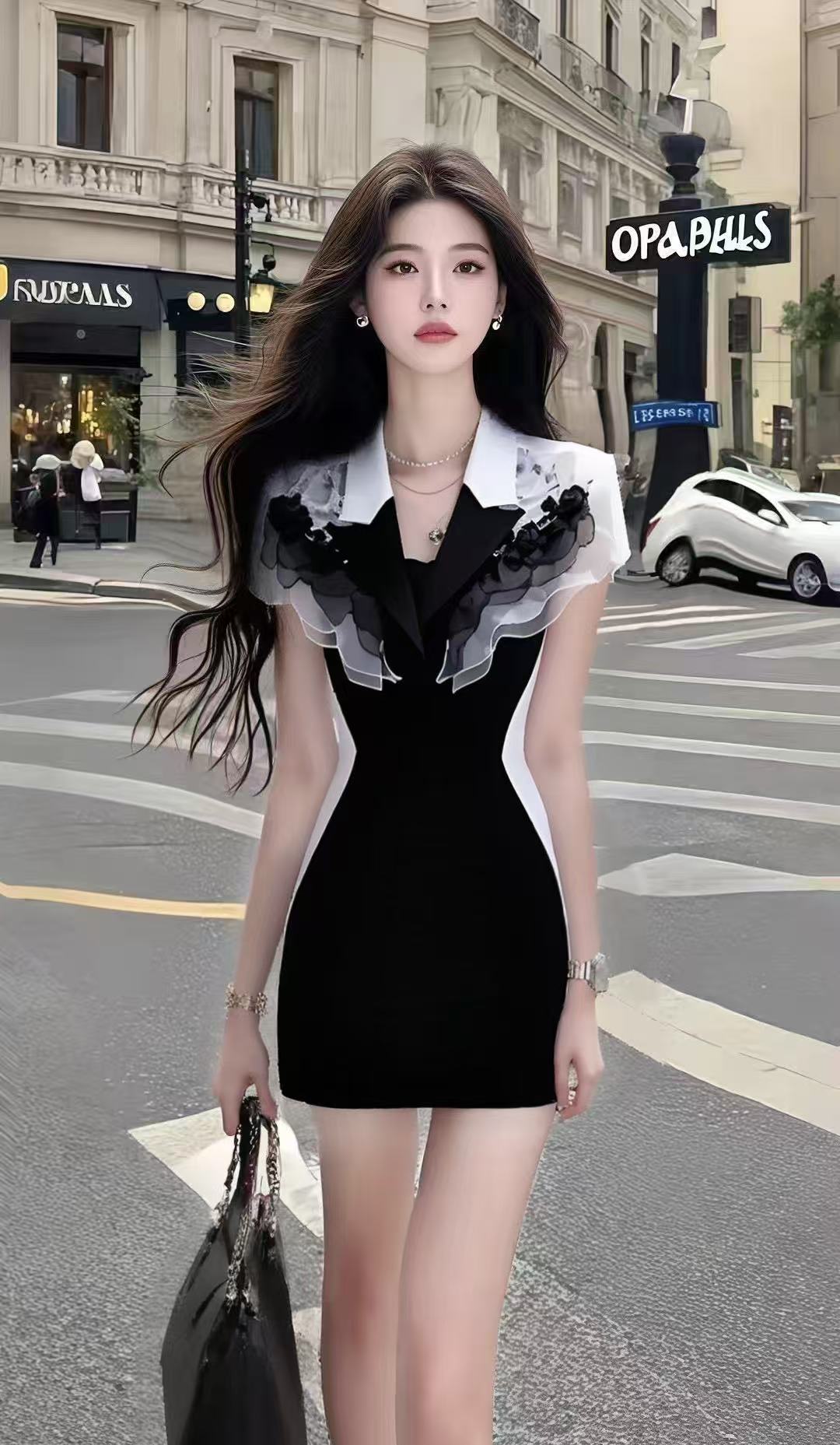 新款法式轻奢优雅别致设计感修身包臀连衣裙时尚小众氛围感女装