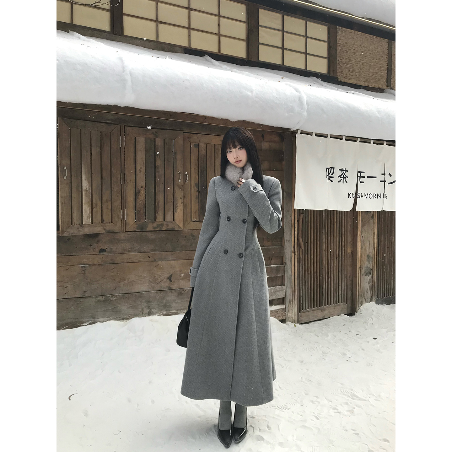 【下周六】气质毛领小个子收腰正肩毛呢大衣女秋冬中长款毛毛外套