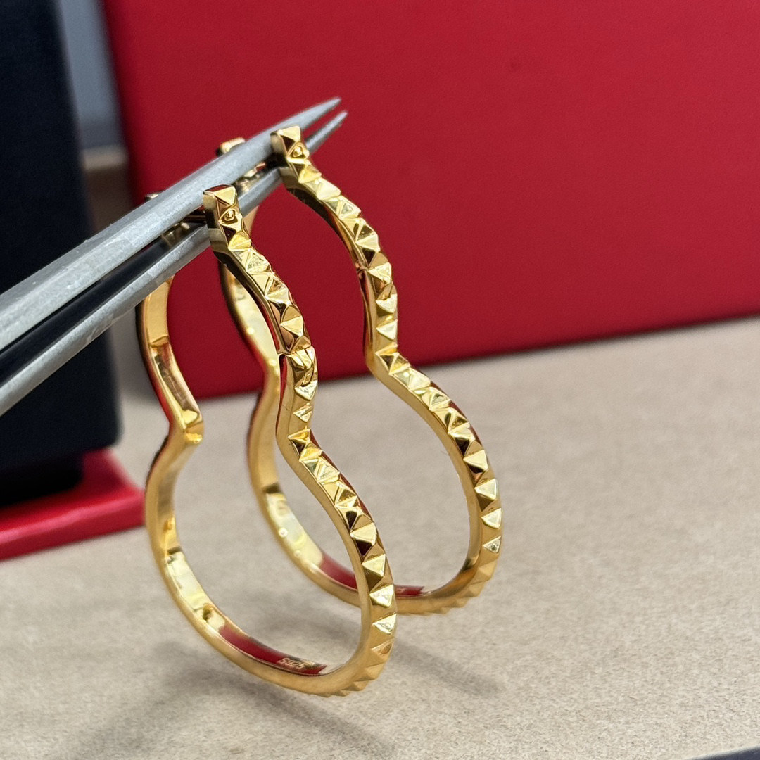 925银耳饰 明星同款高版本金色葫芦耳扣耳环气质时尚氛围感小饰品