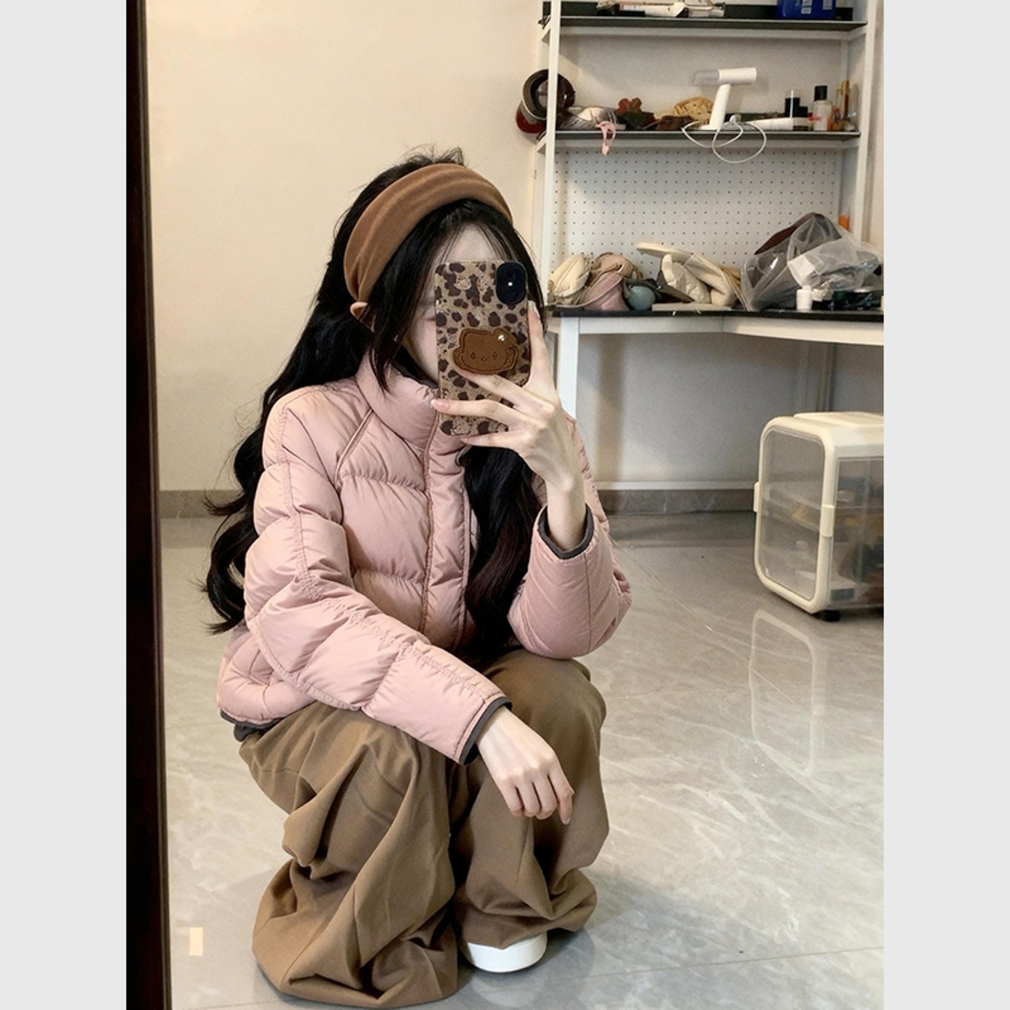 韩系减龄粉色羽绒服女款保暖短款棉袄小个子独特超好看冬装厚外套