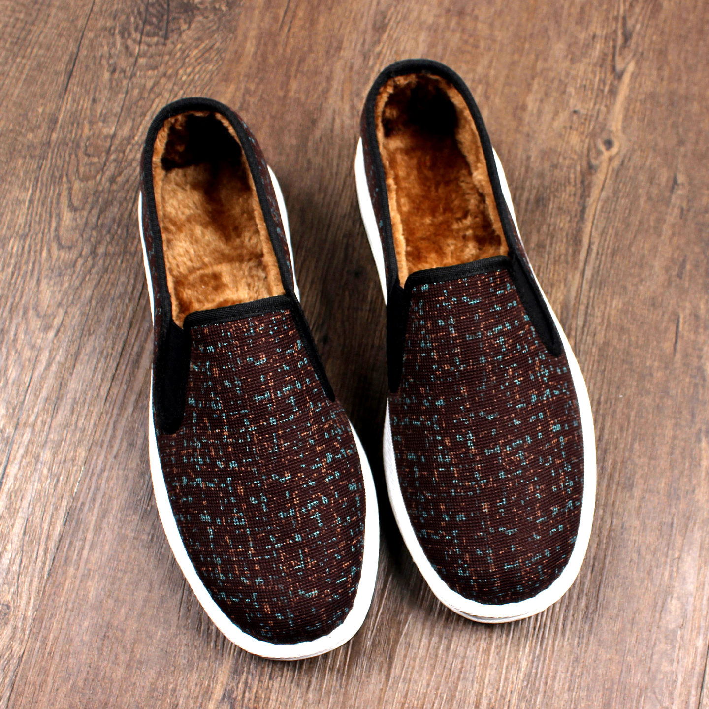 2025新款冬季加绒保暖加厚老北京布鞋男一脚蹬千层底棉鞋轻便耐磨