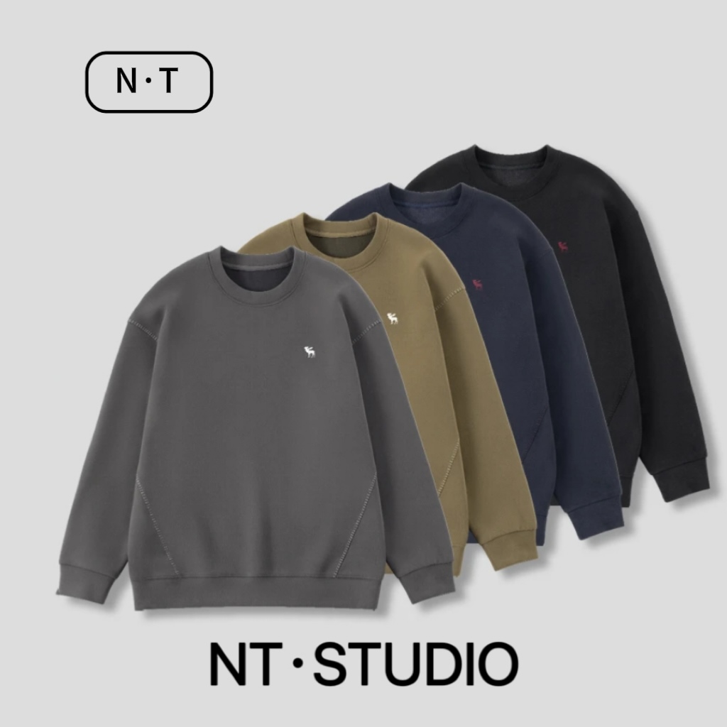 男士冬季加厚麋鹿刺绣明线设计百搭宽松圆领卫衣66579