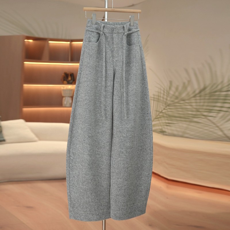 高级感羊毛休闲弯刀裤女2025新款秋冬加厚香蕉裤高腰休闲阔腿裤子