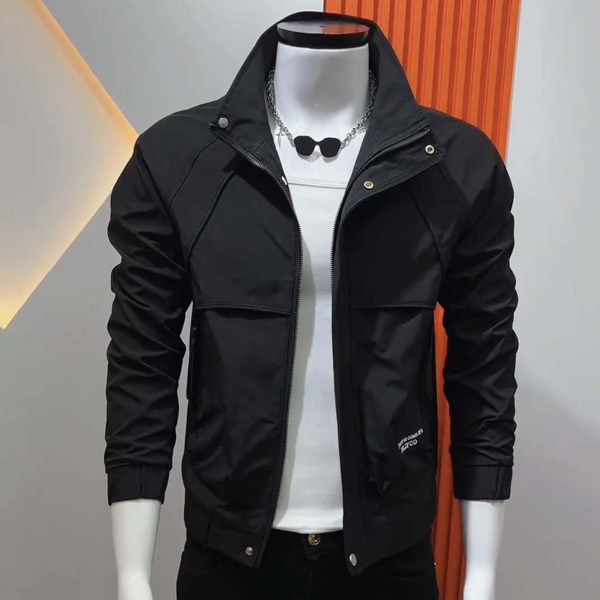 玛加西曼特韩版修身秋季夹克男装休闲立领百搭时尚潮流新款外套