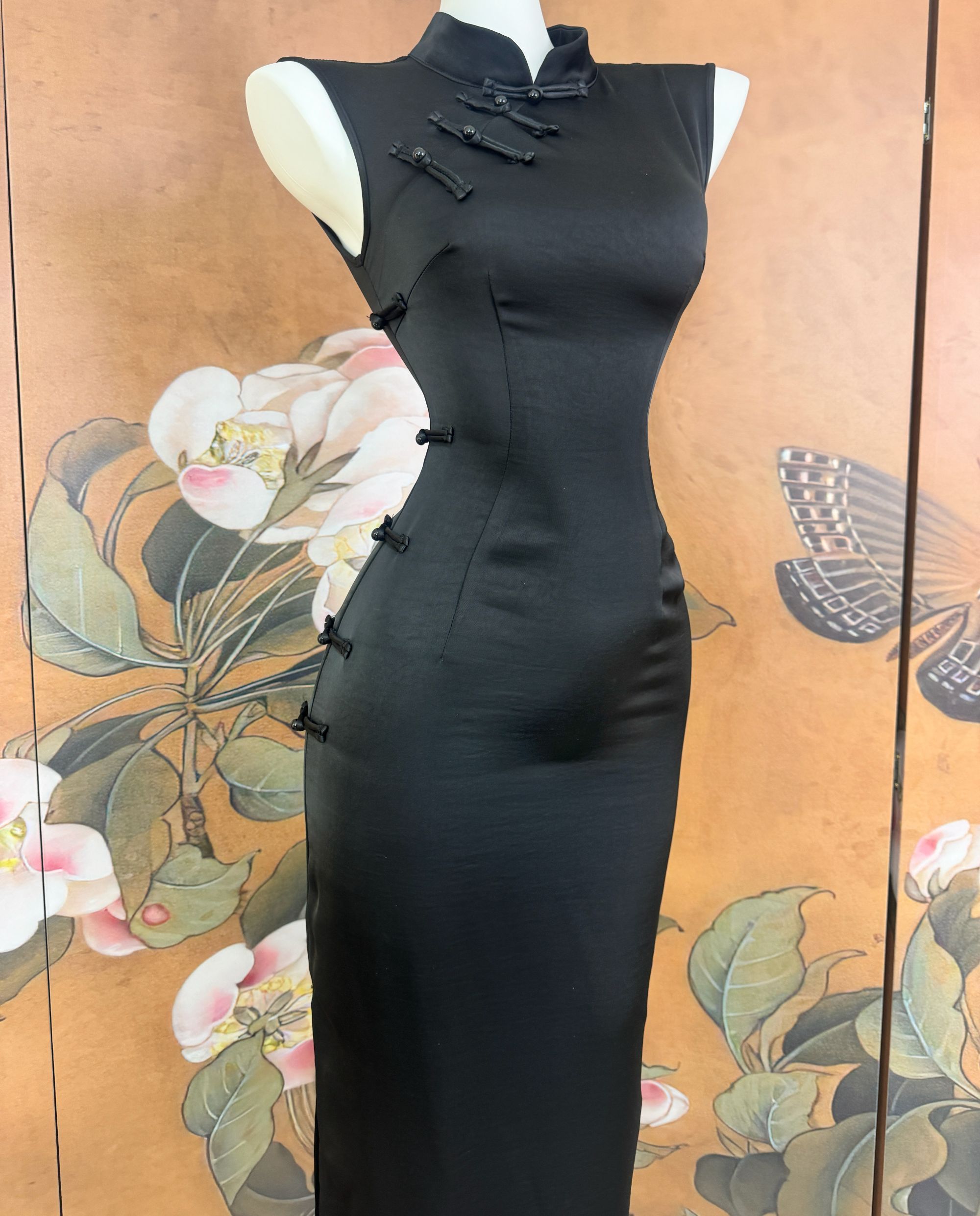 秋辞香-尤物黑 无袖港工旗袍日常中长款中长裙中国风