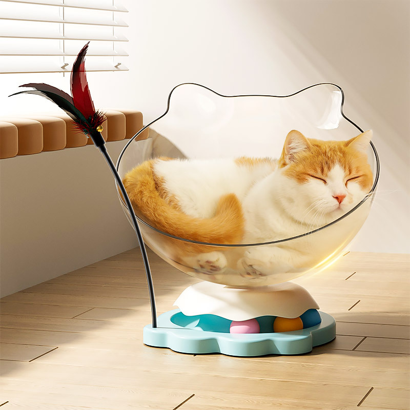 猫咪吊床夏季半封闭转盘玩具吸盘猫窝四季通用宠物太空舱猫窝夏天