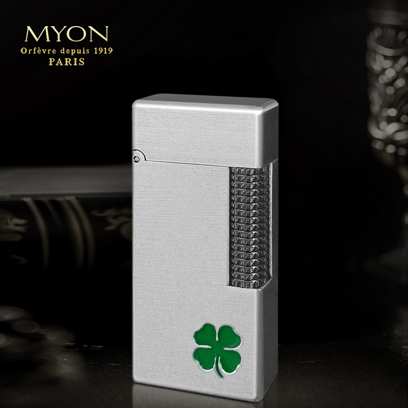 MYON爵士待机王M8四叶草古银拉丝一机一码勉牌煤油打火机