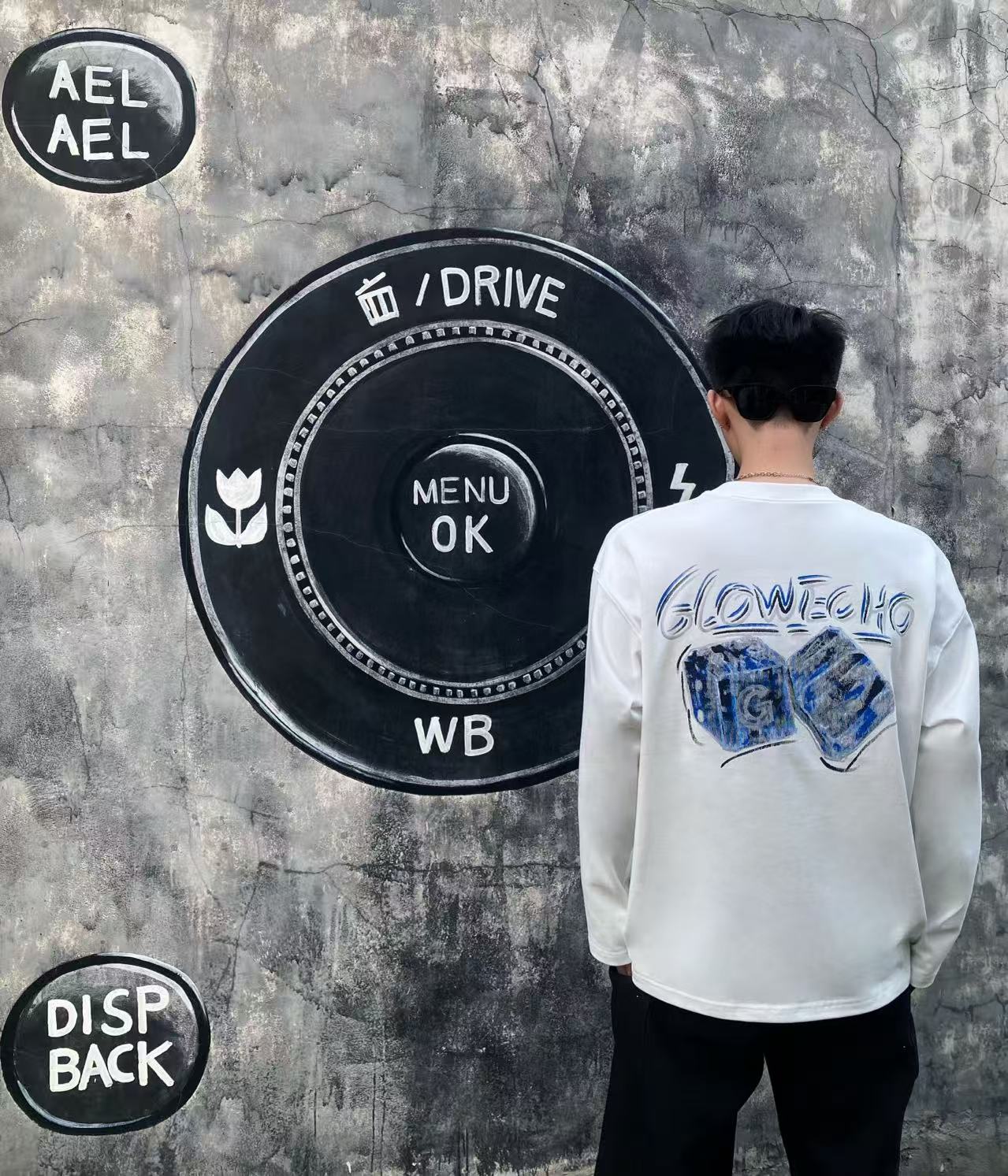 GLOWECHO/25F 重磅400克OVERSIZE阔版原创小众手绘秋冬纯棉卫衣