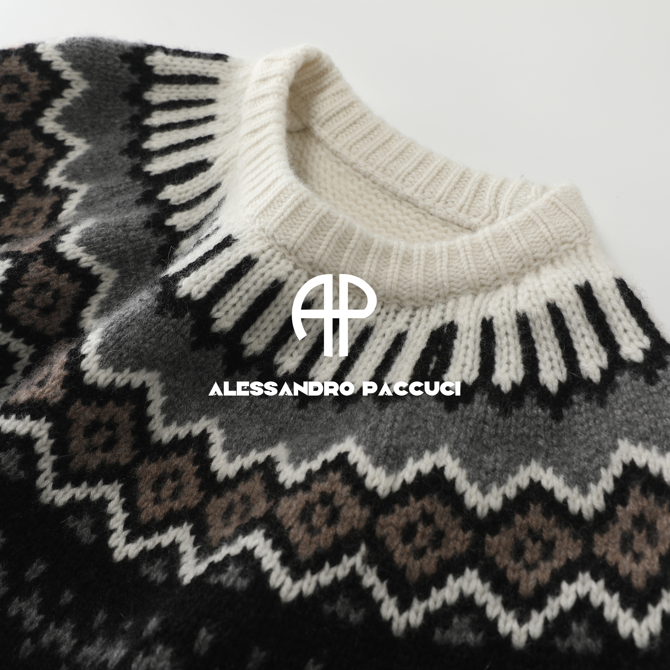 AP洛哥54294ST【榛果冬阳】100羊绒圆领费尔岛提花时尚套头针织衫