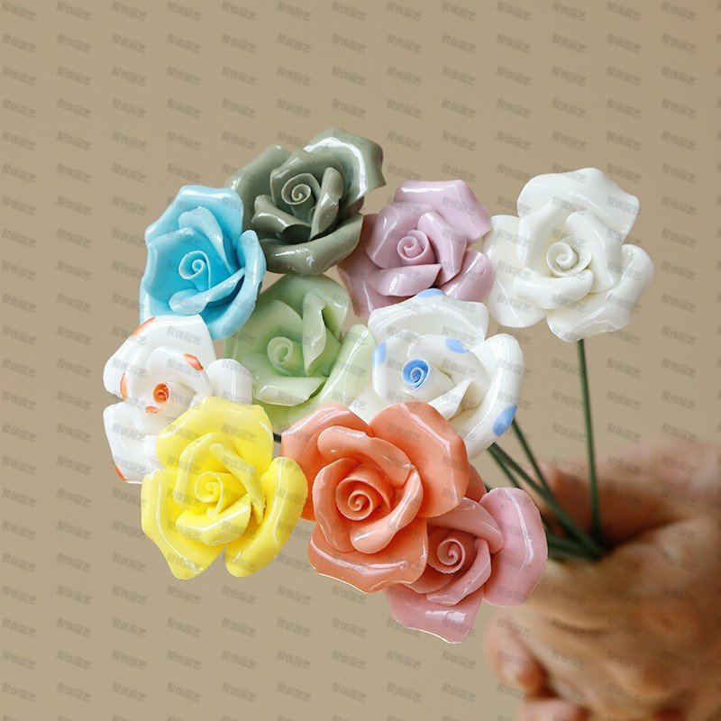 新款家用陶瓷花手工非遗小插花情人节礼物闺蜜小众可爱创意仿真花