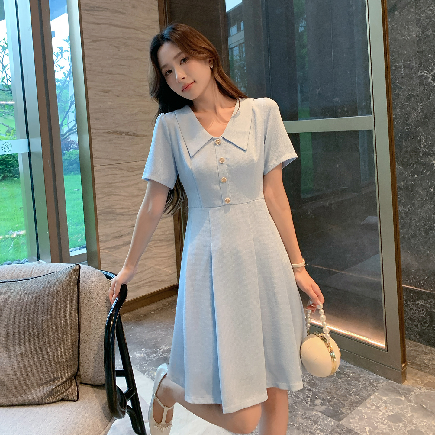 奢姿大码女装2025夏季新款胖妹妹气质名媛法式复古A字摆连衣裙