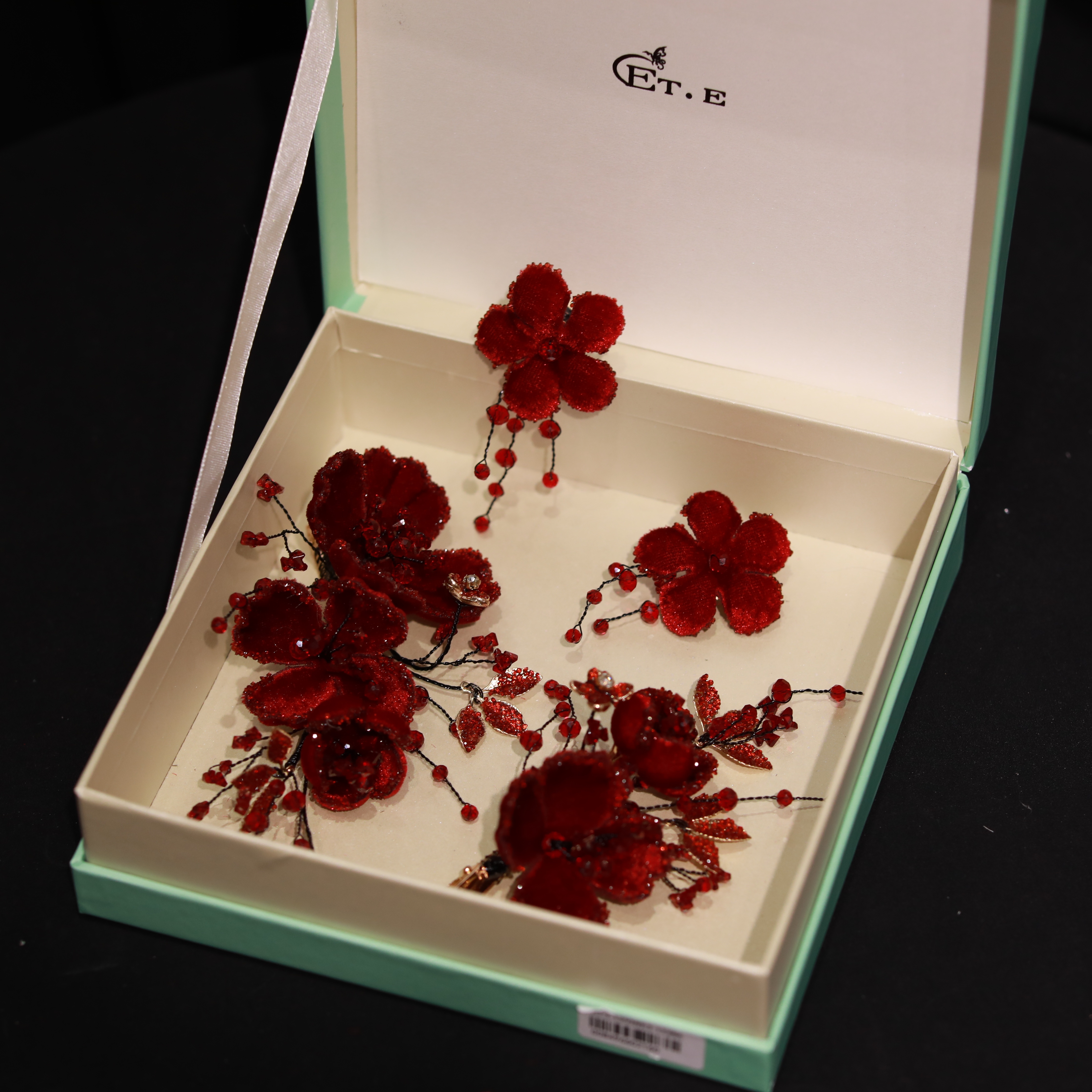 合金布艺婚庆饰品 6967红色气质复古对夹新娘敬酒服配饰