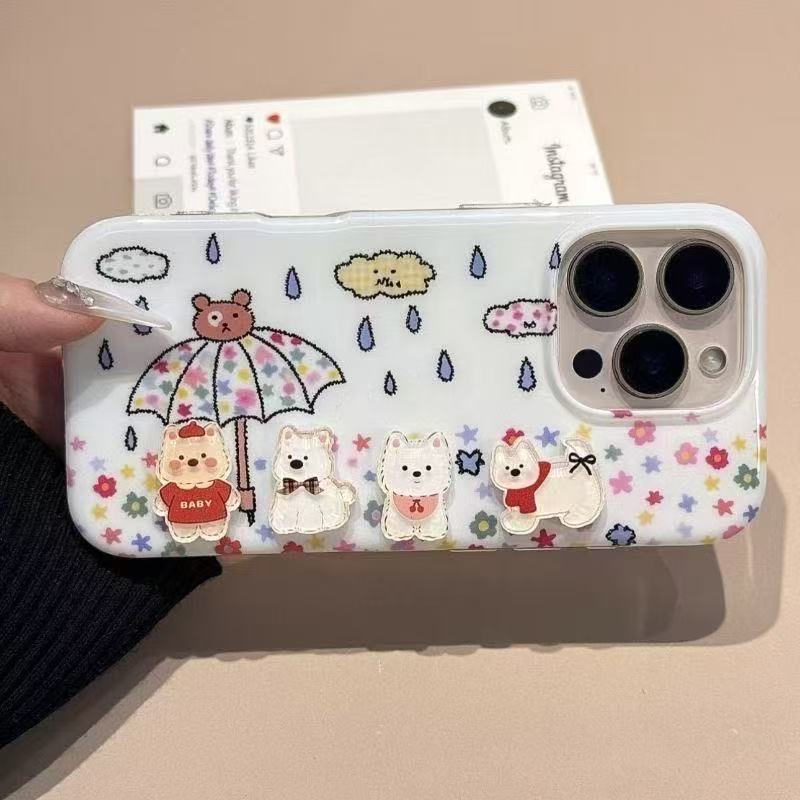 ins风雨伞小狗适用iPhone17pro双层IMD手机壳华为vivoppo小米17套