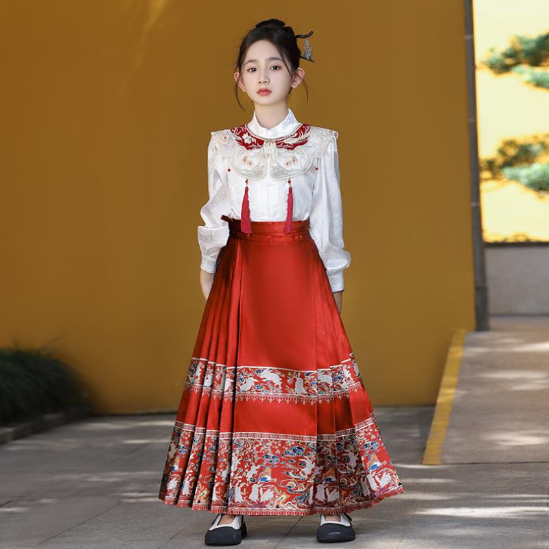 【商场撤柜】汉服女童2025新款春秋款马面裙儿童女宝新中式国风春装