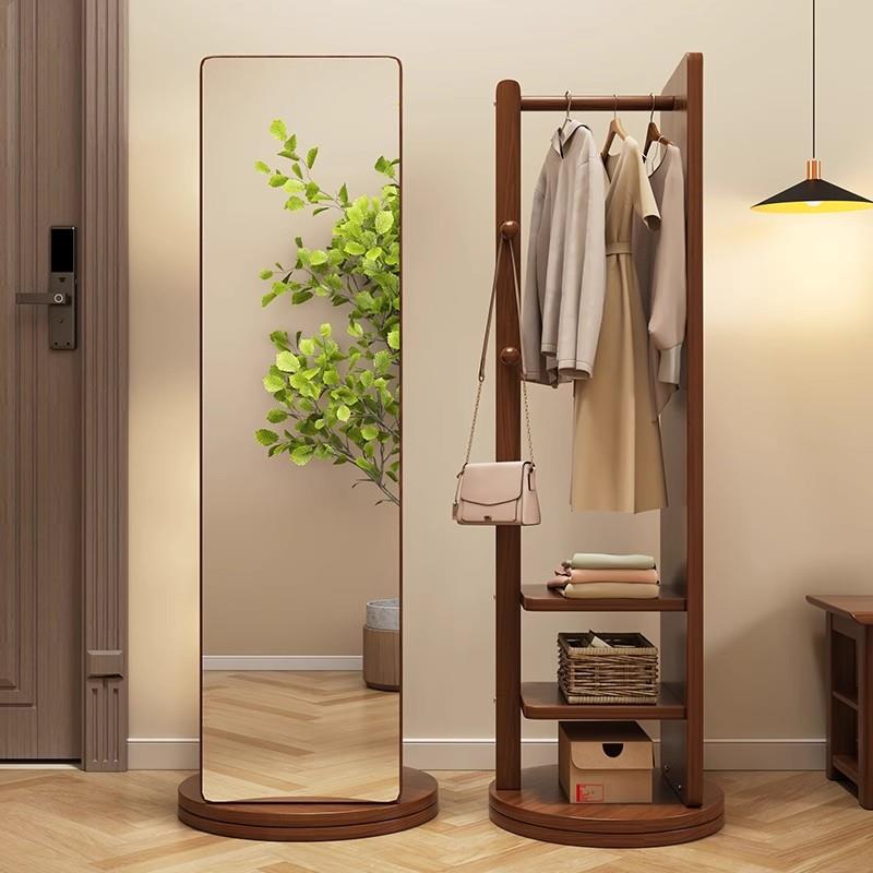 全身镜落地镜家用衣帽架一体穿衣镜可旋转移动女生卧室大试衣镜子
