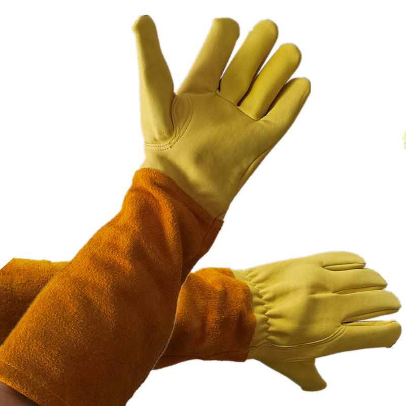 跨境羊皮长筒防烫园艺手套种菜种花插花剪枝防刺园林花园作业劳动