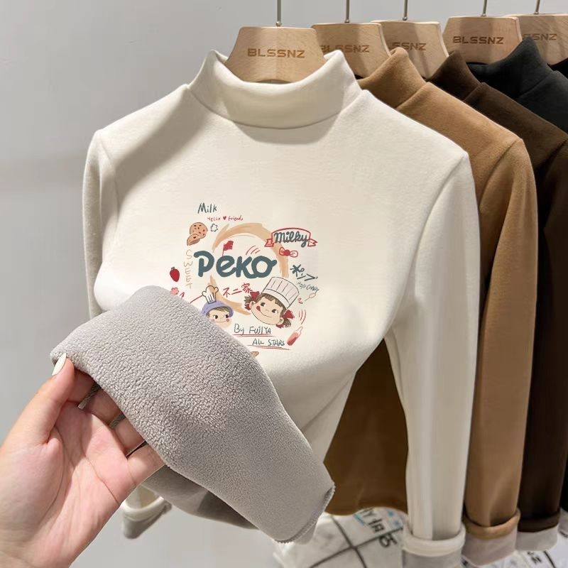 儿童打底加绒加厚新款上衣秋冬季女童卫衣百搭卡通动漫男童女打底