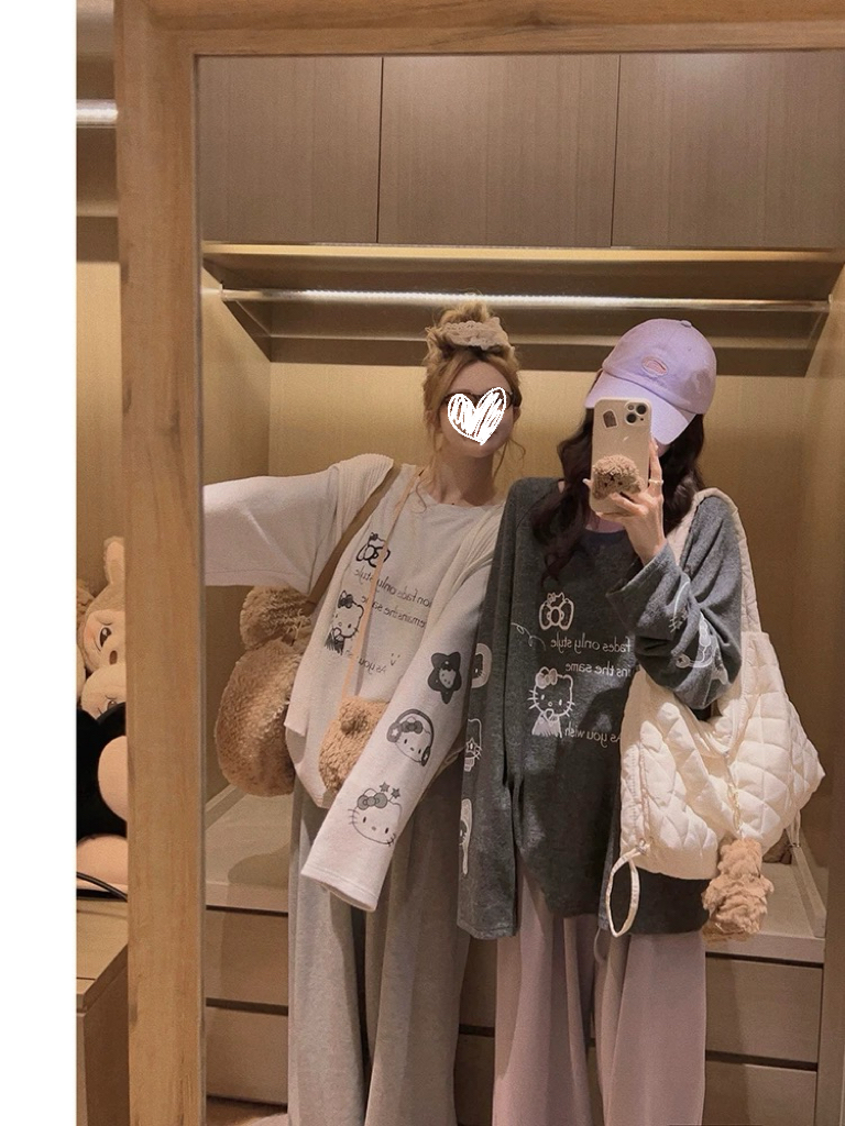 YUANSU【满身KT小猫！毛绒感T恤/不挑身材长袖tee】