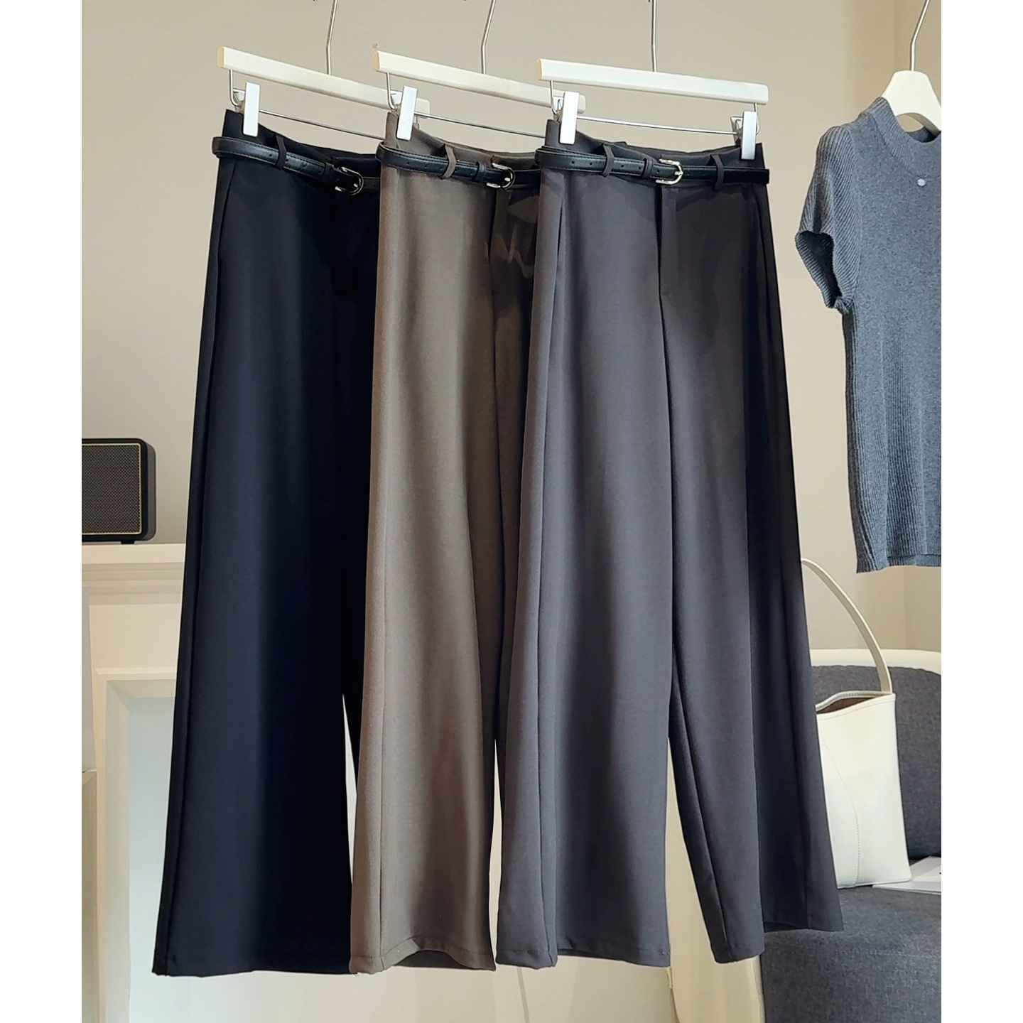 高腰休闲西装裤女2025早秋新款韩版通勤百搭显瘦免烫垂感直筒长裤