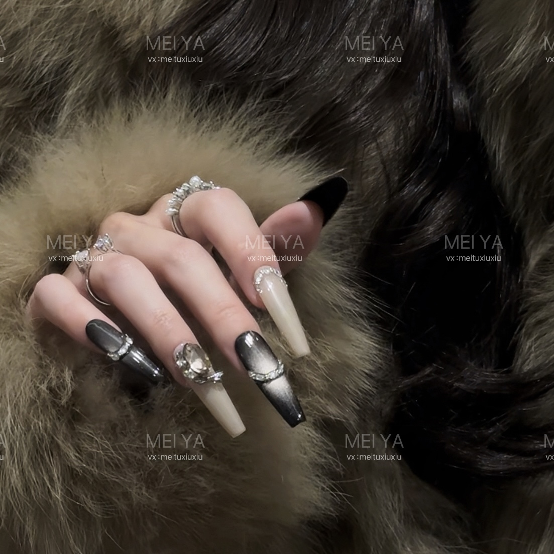 【夜骑士女神】秋款高定猫眼显白气质捏捏百搭穿戴甲100%纯手工绘制