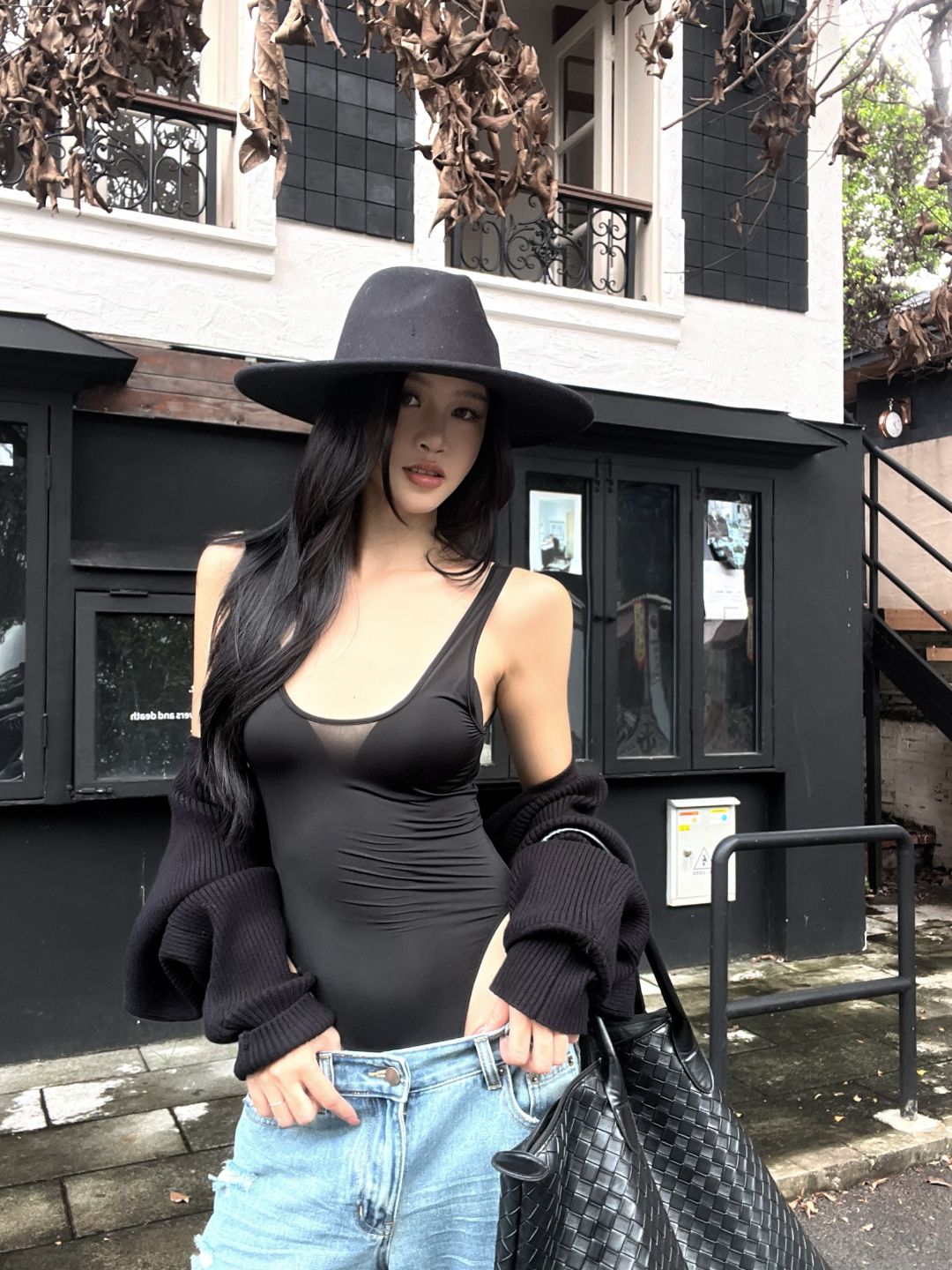 【辣感狙击】吊带连体衣套装女2025早秋高级感毛衣罩衫显瘦两件套