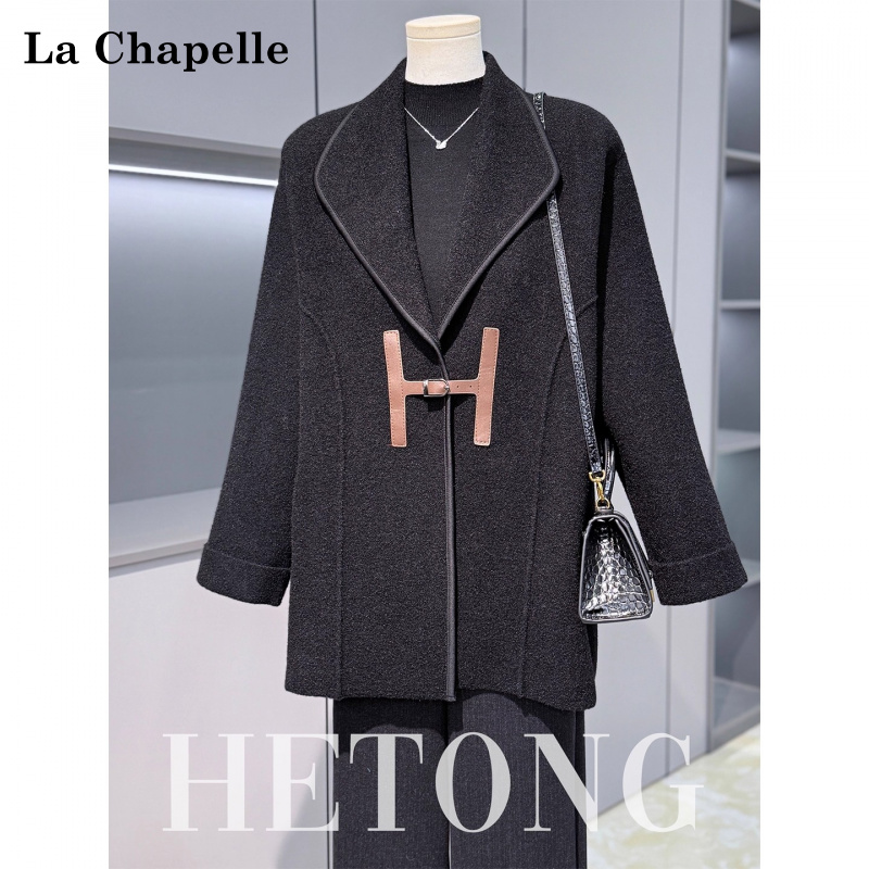 拉夏贝尔中年妈妈秋装气质大衣中老年女士秋冬阔太太高档开衫外套