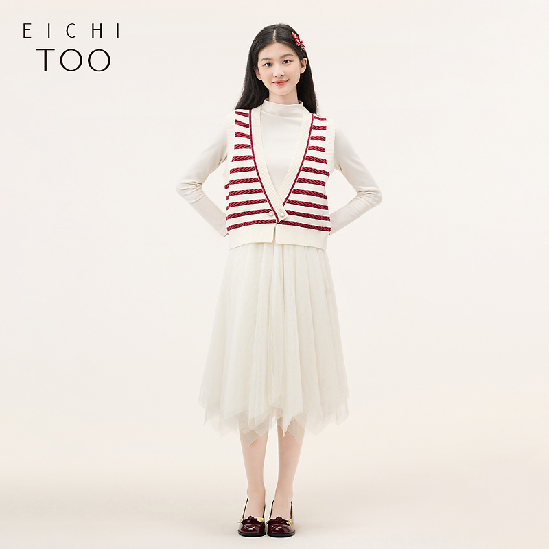 爱居兔马甲内搭长袖连衣裙套装EQLSJ3N004A