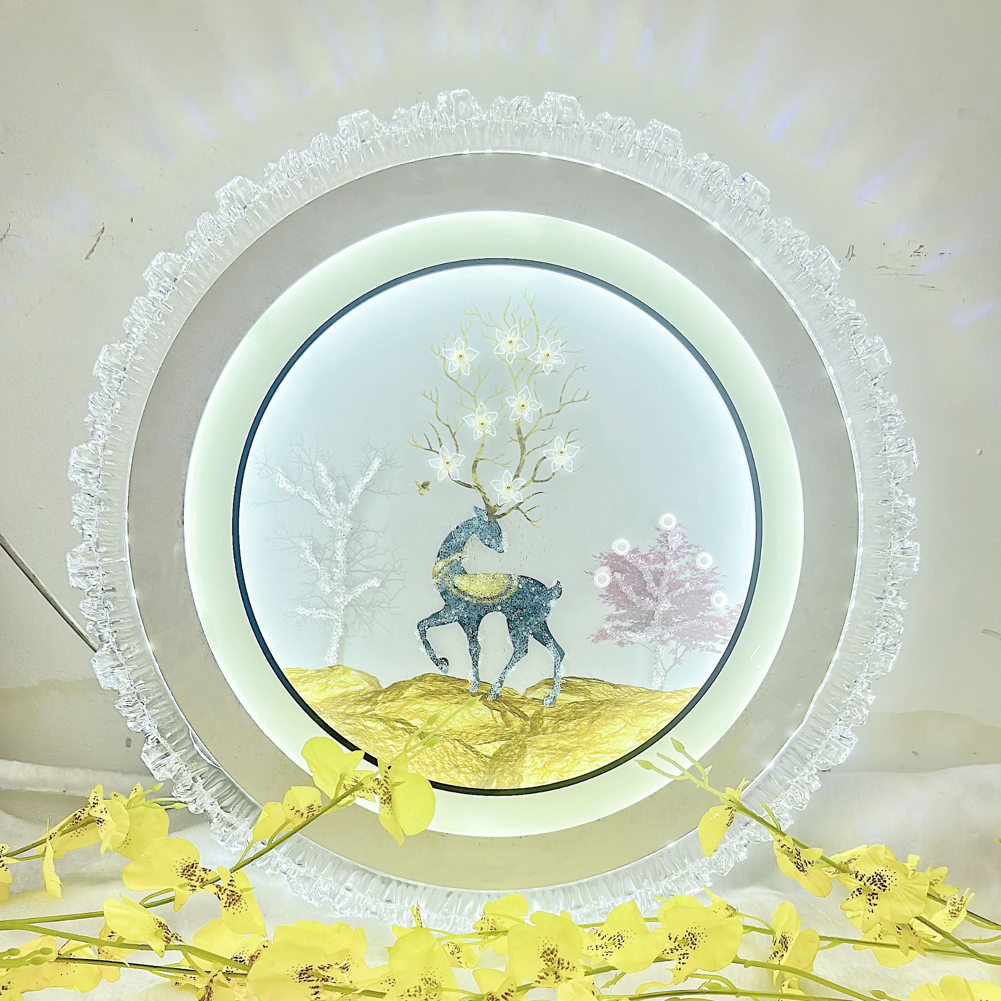 钢化玻璃卧室灯水晶灯新款吸顶灯房间灯简约现代主卧灯吸顶灯轻奢