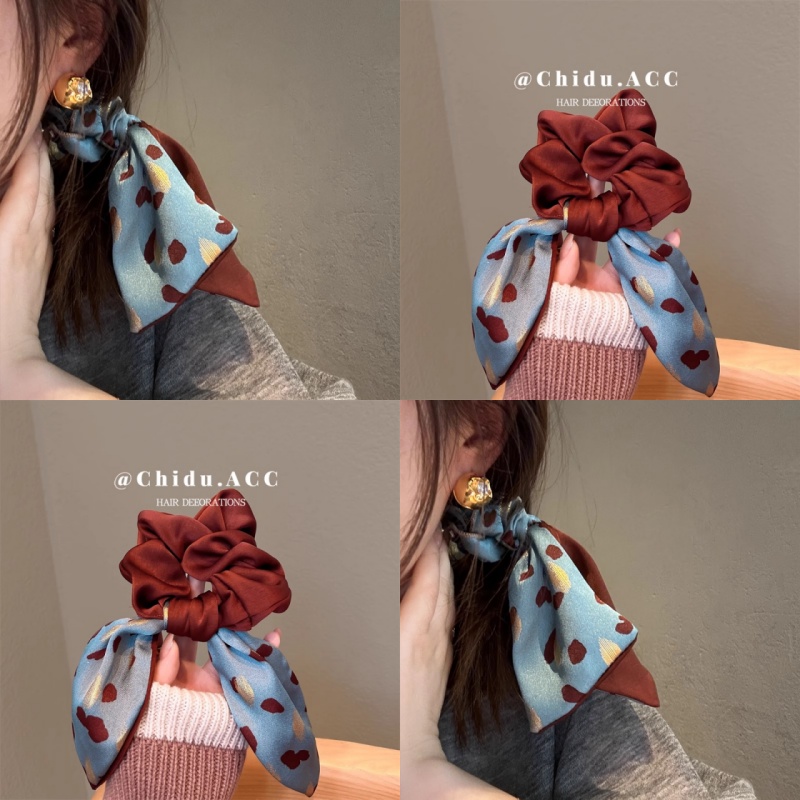 韩国头饰网红发饰ins风头绳旅游波西米亚飘带发绳波点蝴蝶结发带