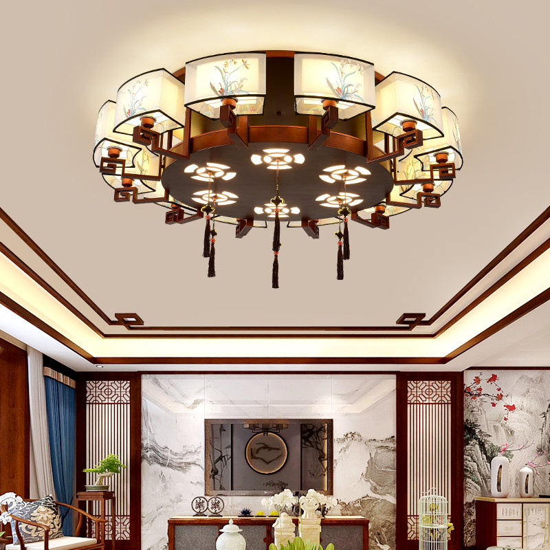 新中式圆形吸顶灯大气客厅灯卧室灯仿古中山灯具圆桌餐厅大吸顶灯