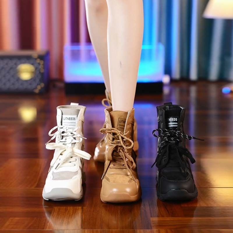 【红姐女鞋】内增高高帮德迅鞋2025秋季新款休闲时尚显瘦短靴