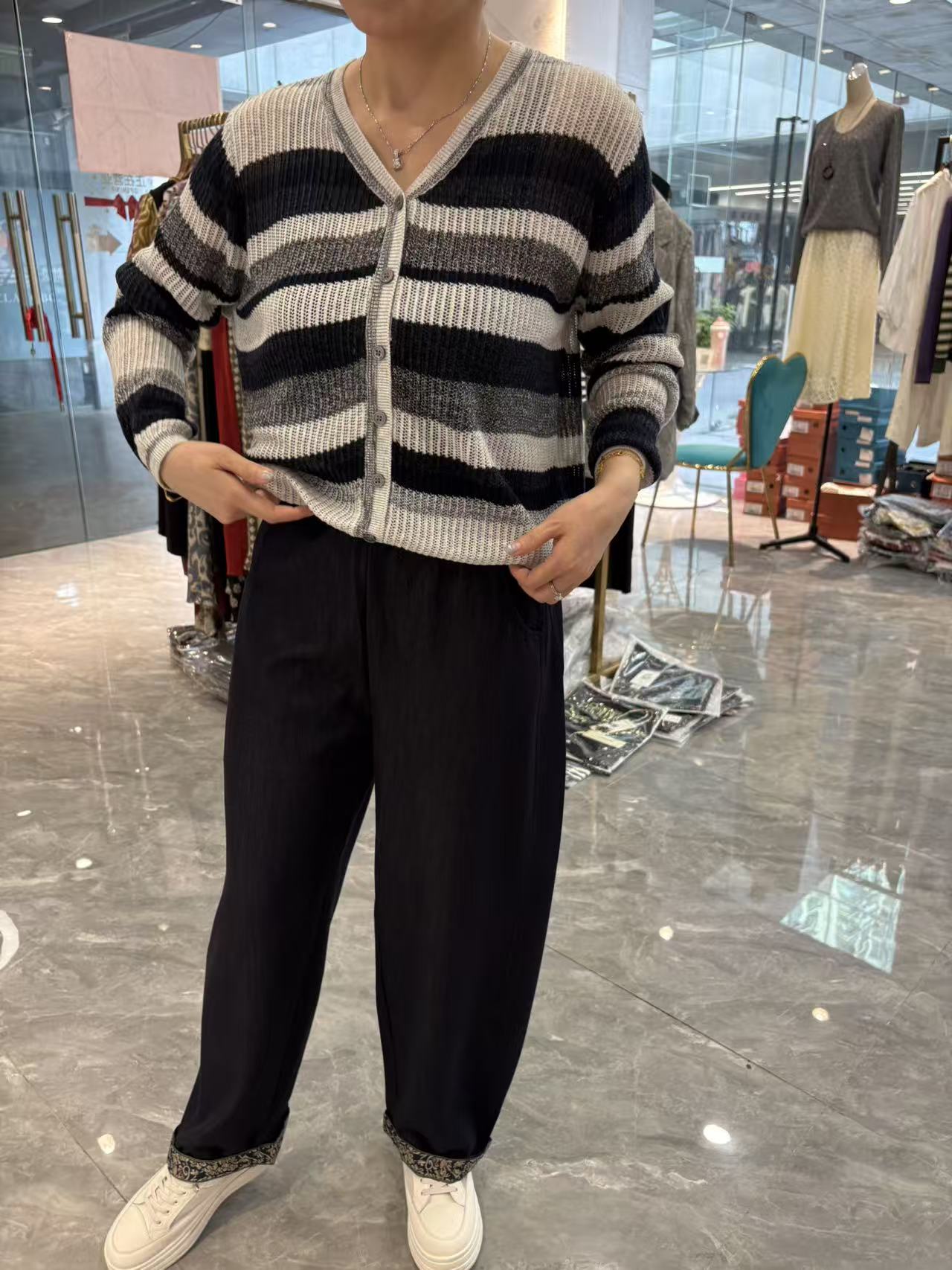 秋季新款欧货重工垂感牛仔萝卜裤6690