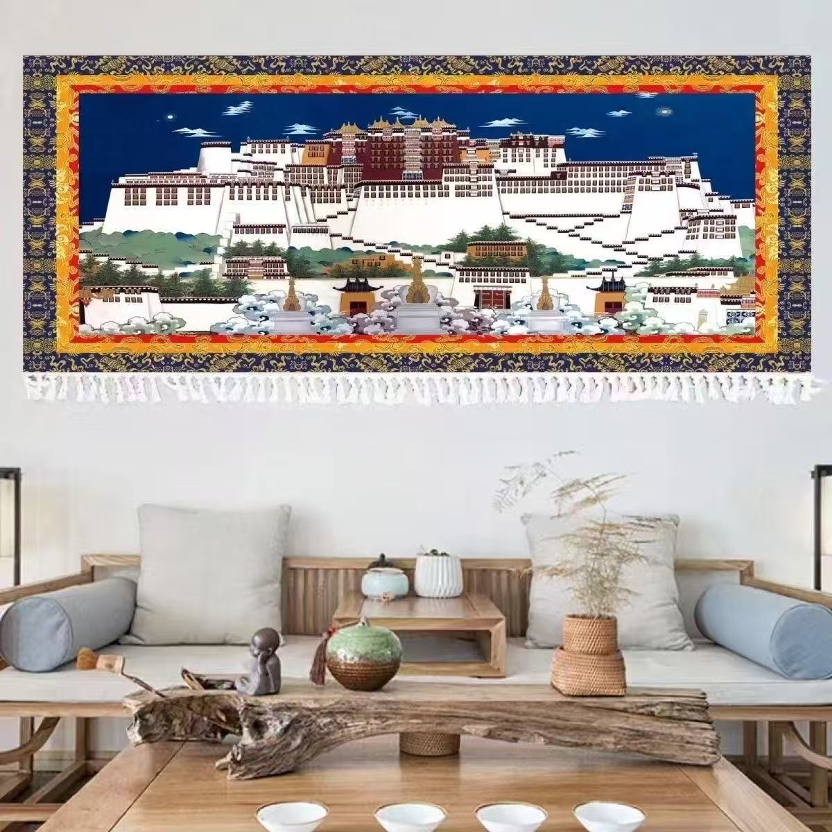 【新疆西藏包邮】藏式民族风布达拉宫客厅装饰挂毯尺寸1米*2.2米