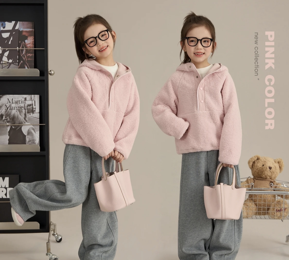 2025秋冬新款休闲风单排扣套头冬季百搭韩版儿童时尚纯色连帽卫衣
